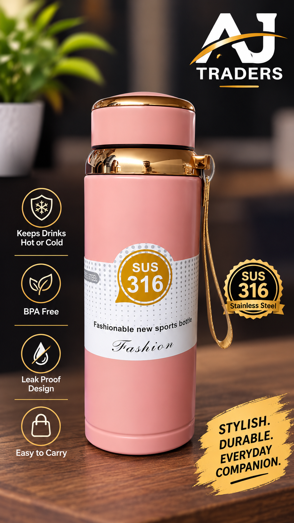 STEEL BOTTLE 800ML GOLD