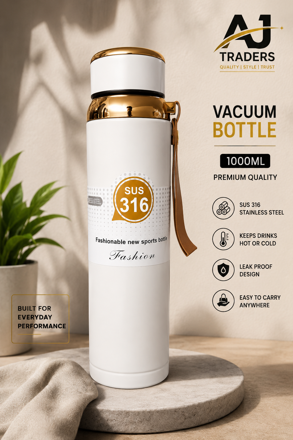 STEEL BOTTLE 1000ML GOLD