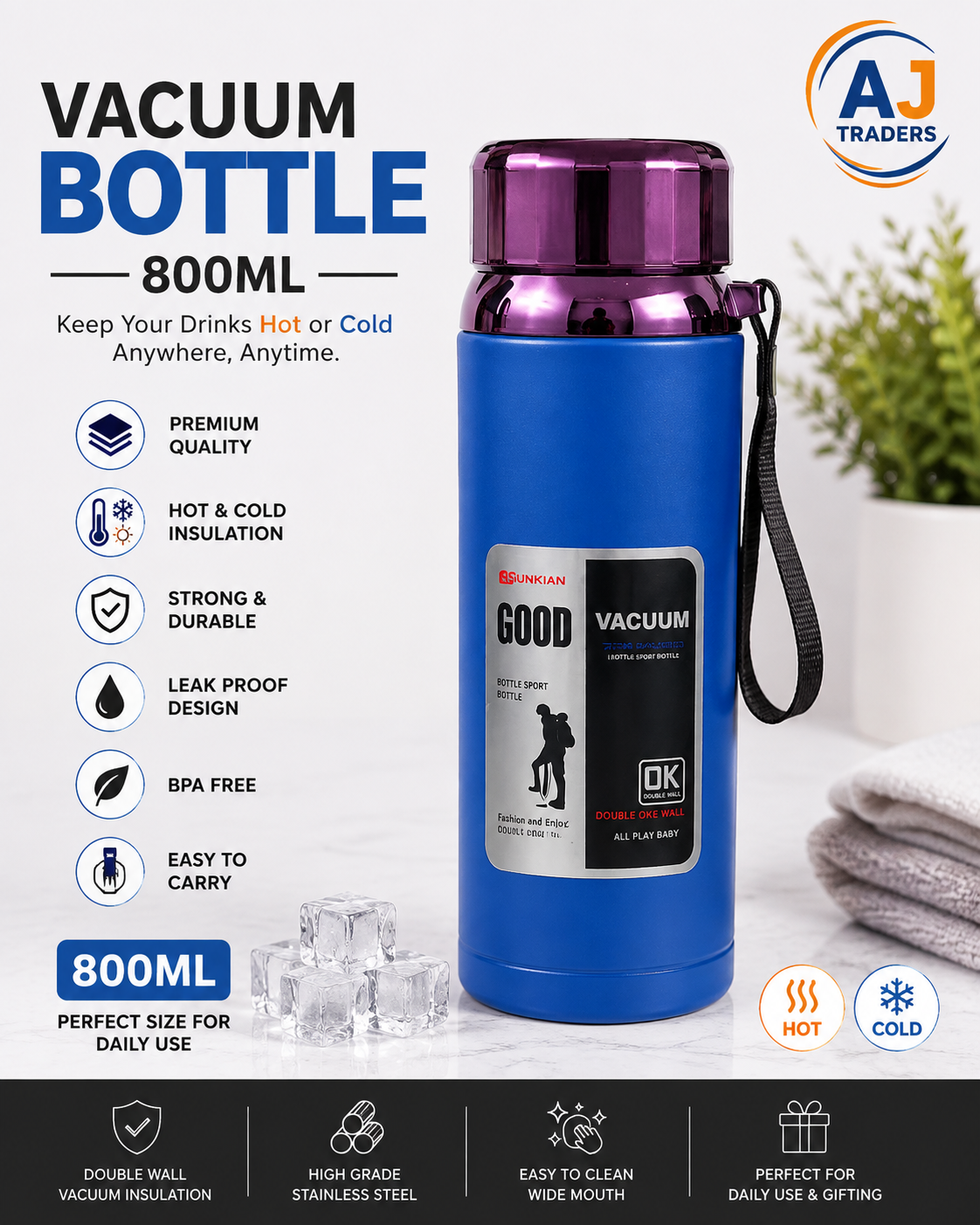 STEEL BOTTLE 800ML STAINLESS STEEL