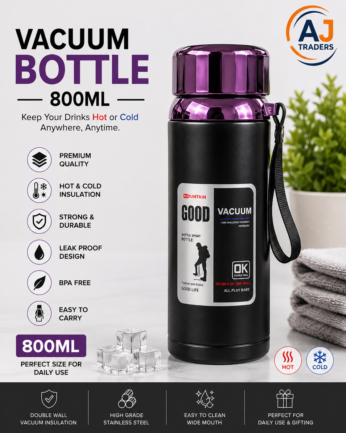 STEEL BOTTLE 800ML STAINLESS STEEL