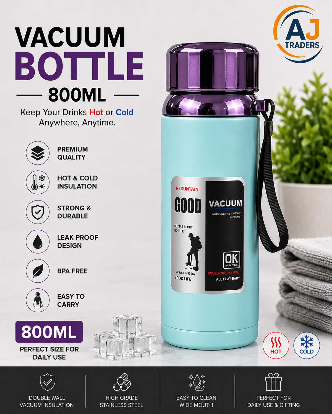 STEEL BOTTLE 800ML STAINLESS STEEL
