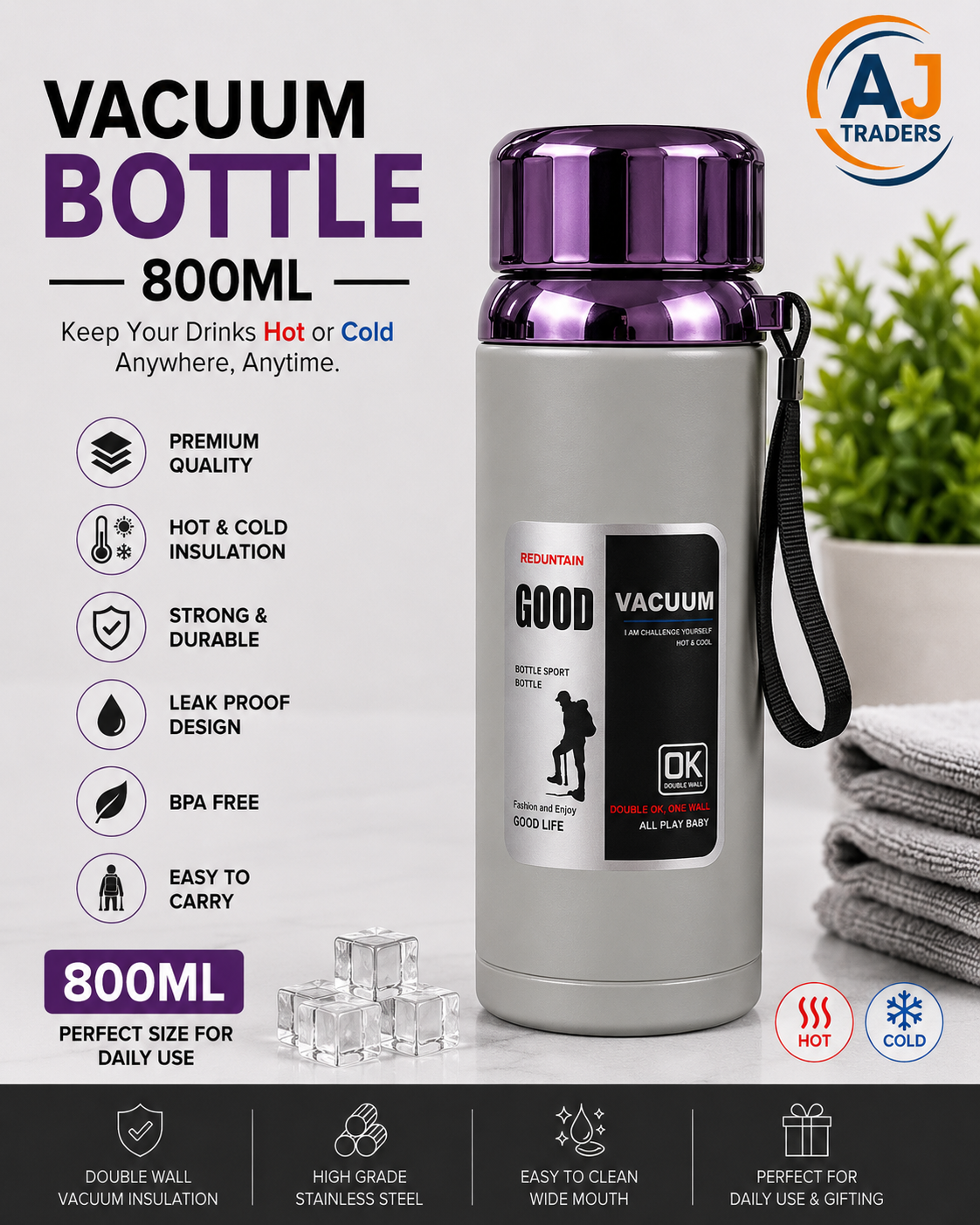 STEEL BOTTLE 800ML STAINLESS STEEL
