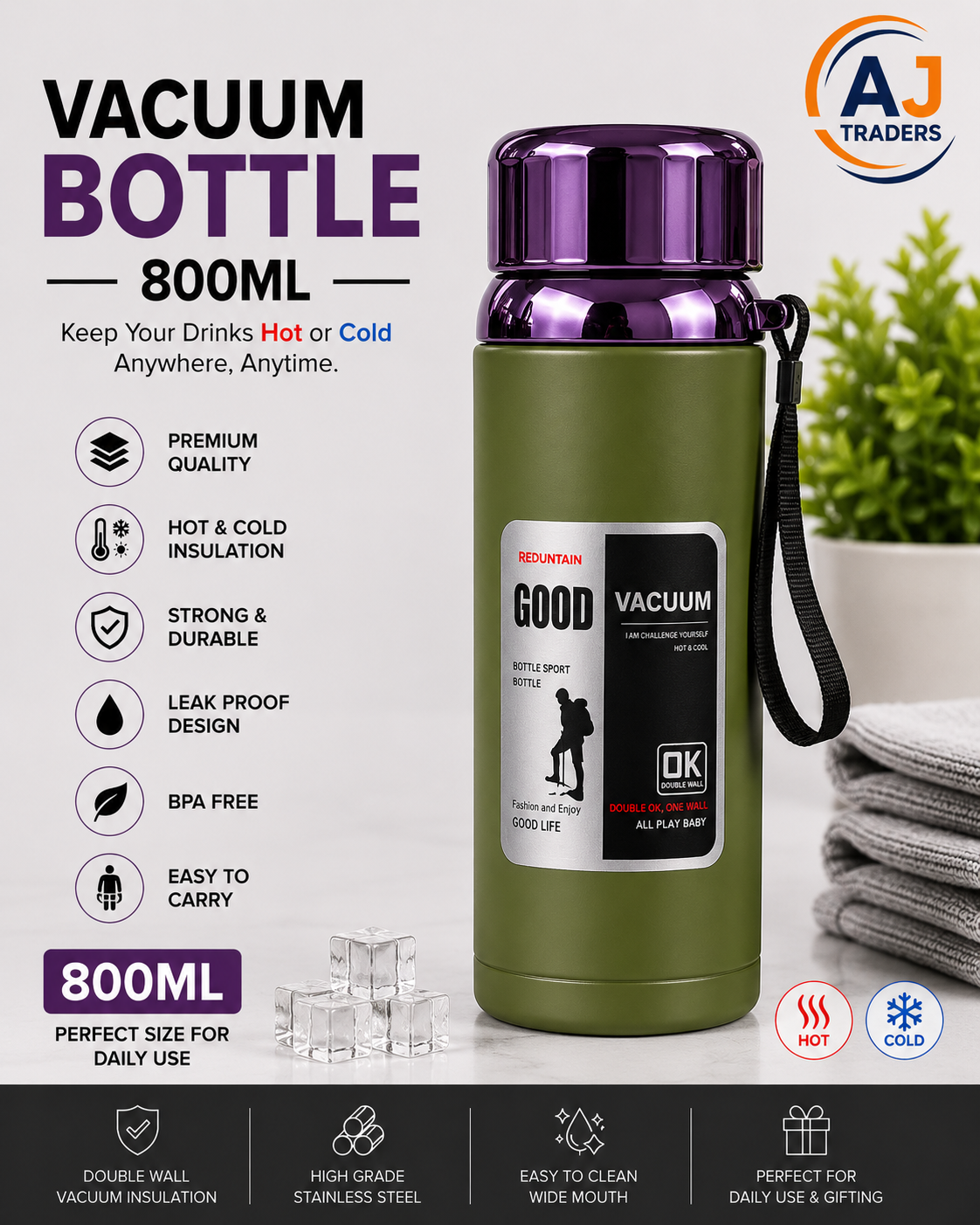 STEEL BOTTLE 800ML STAINLESS STEEL