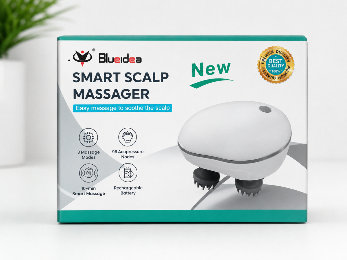 Blueidea Smart Scalp Massager | Electric Rechargeable Head & Scalp Massager with 96 Acupressure Nodes