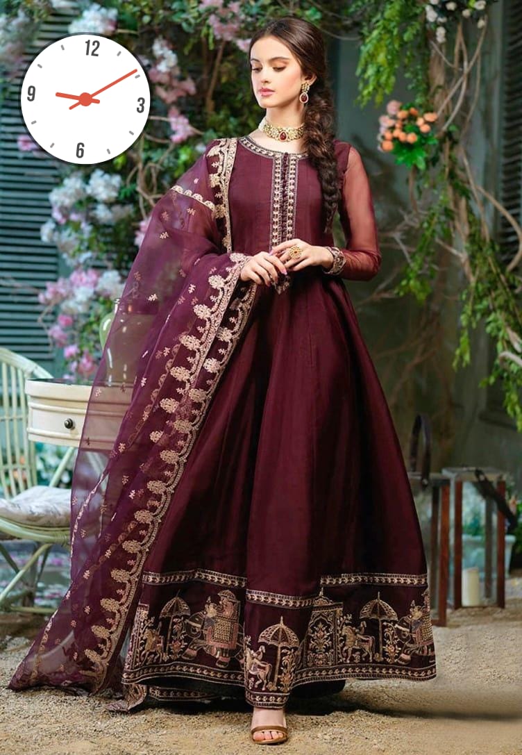 Border Shahi Embroidery With Neck Embroidery Dupatta 3Pcs