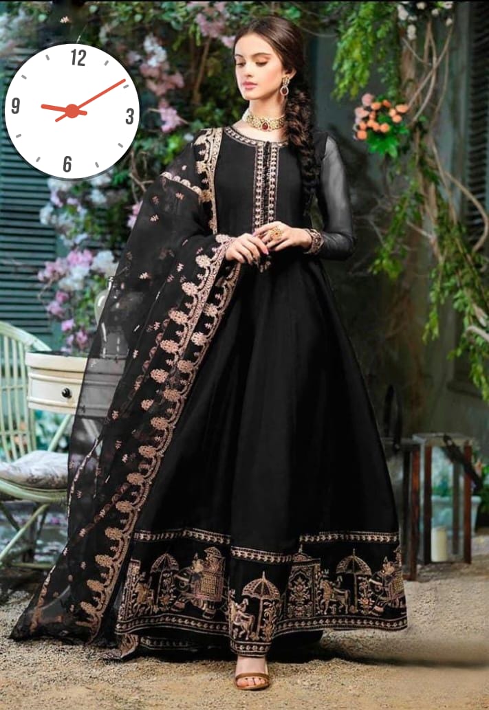Border Shahi Embroidery With Neck Embroidery Dupatta 3Pcs