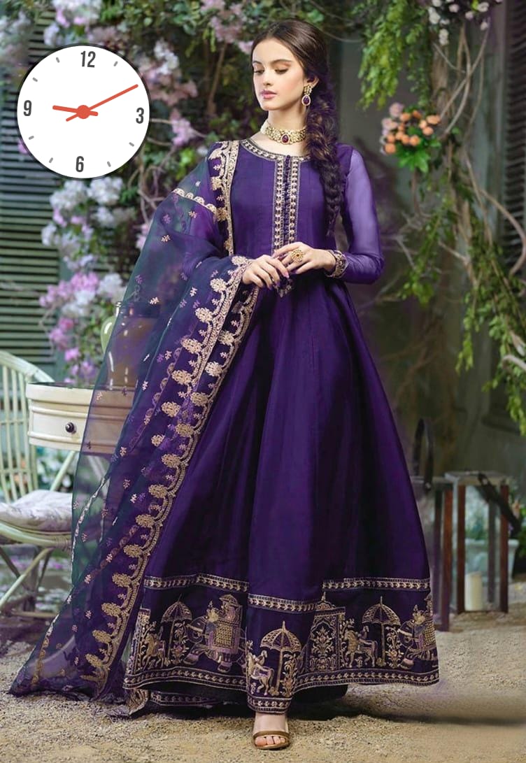 Border Shahi Embroidery With Neck Embroidery Dupatta 3Pcs
