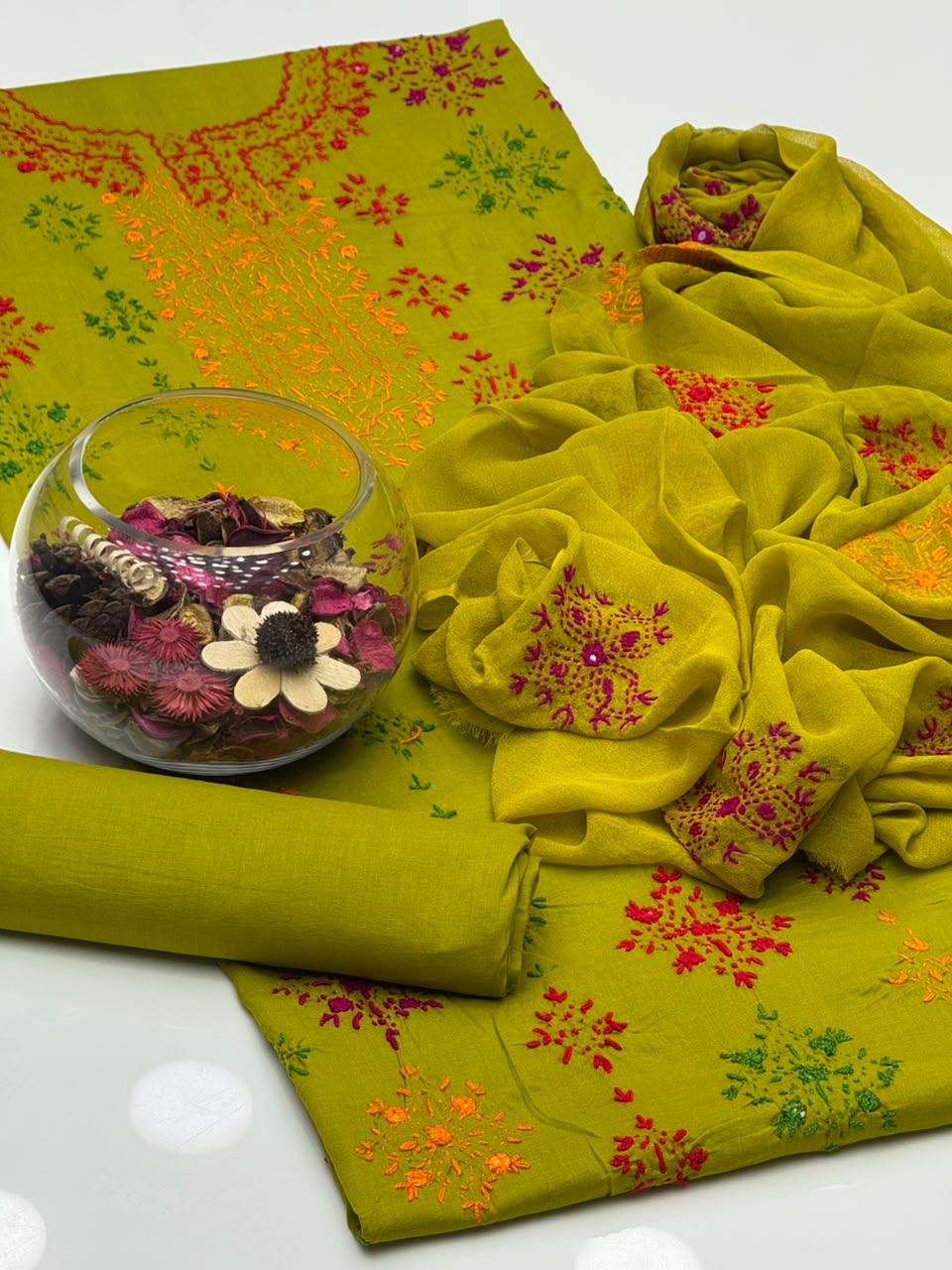 Pure Lawn Hand-Made Multi Afghani Sheesha Tankaa Work
