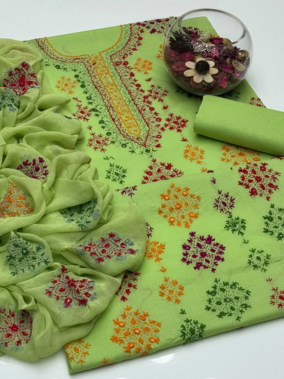 Pure Lawn Hand-Made Multi Afghani Sheesha Tankaa Work