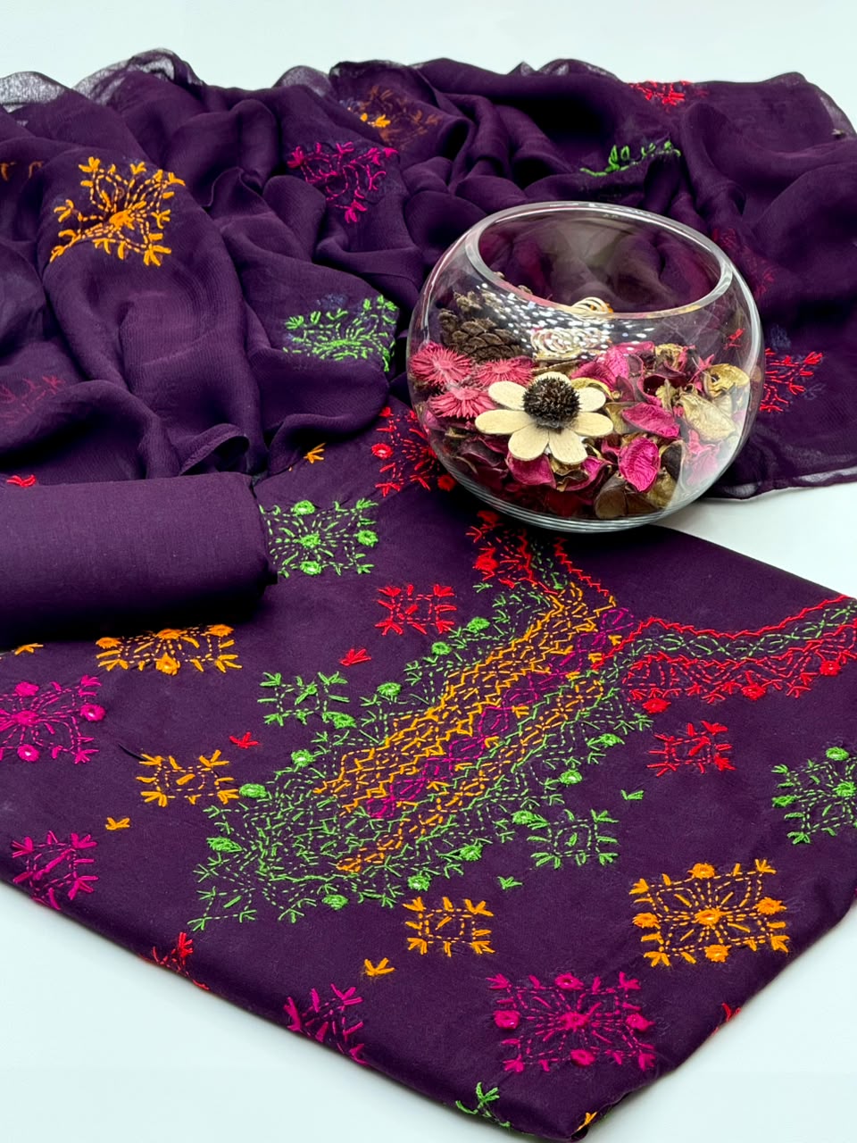 Pure Lawn Hand-Made Multi Afghani Sheesha Tankaa Work