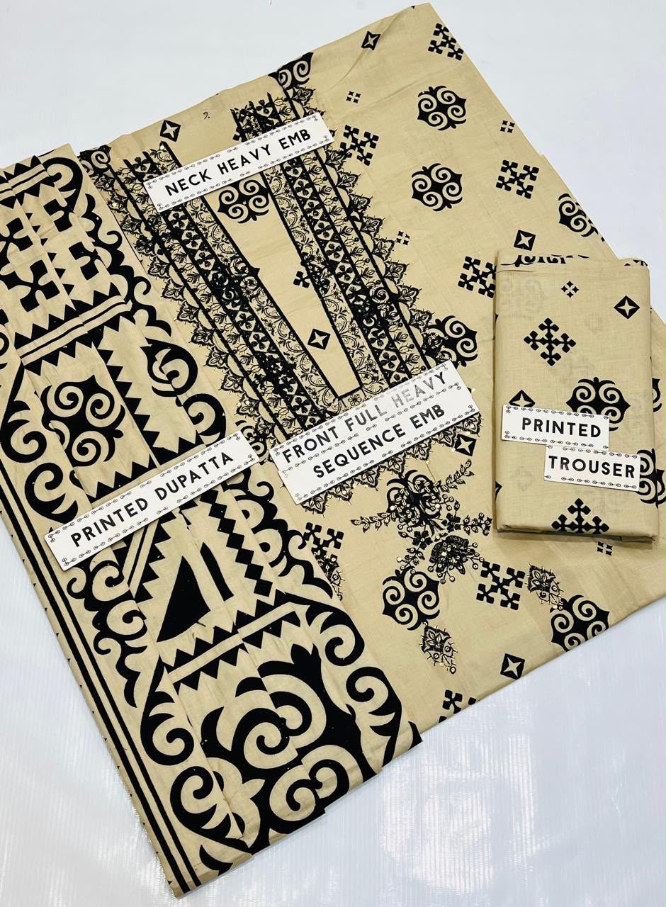 V Gala Embroidery Premium Version On Cotton Print
