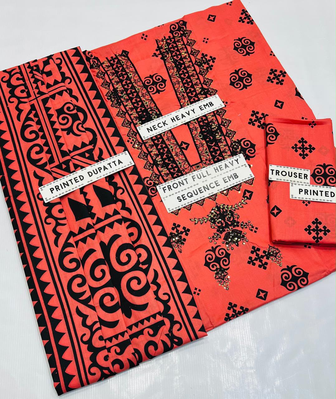 V Gala Embroidery Premium Version On Cotton Print