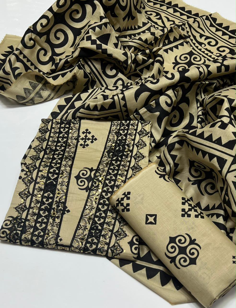 V Gala Embroidery Premium Version On Cotton Print