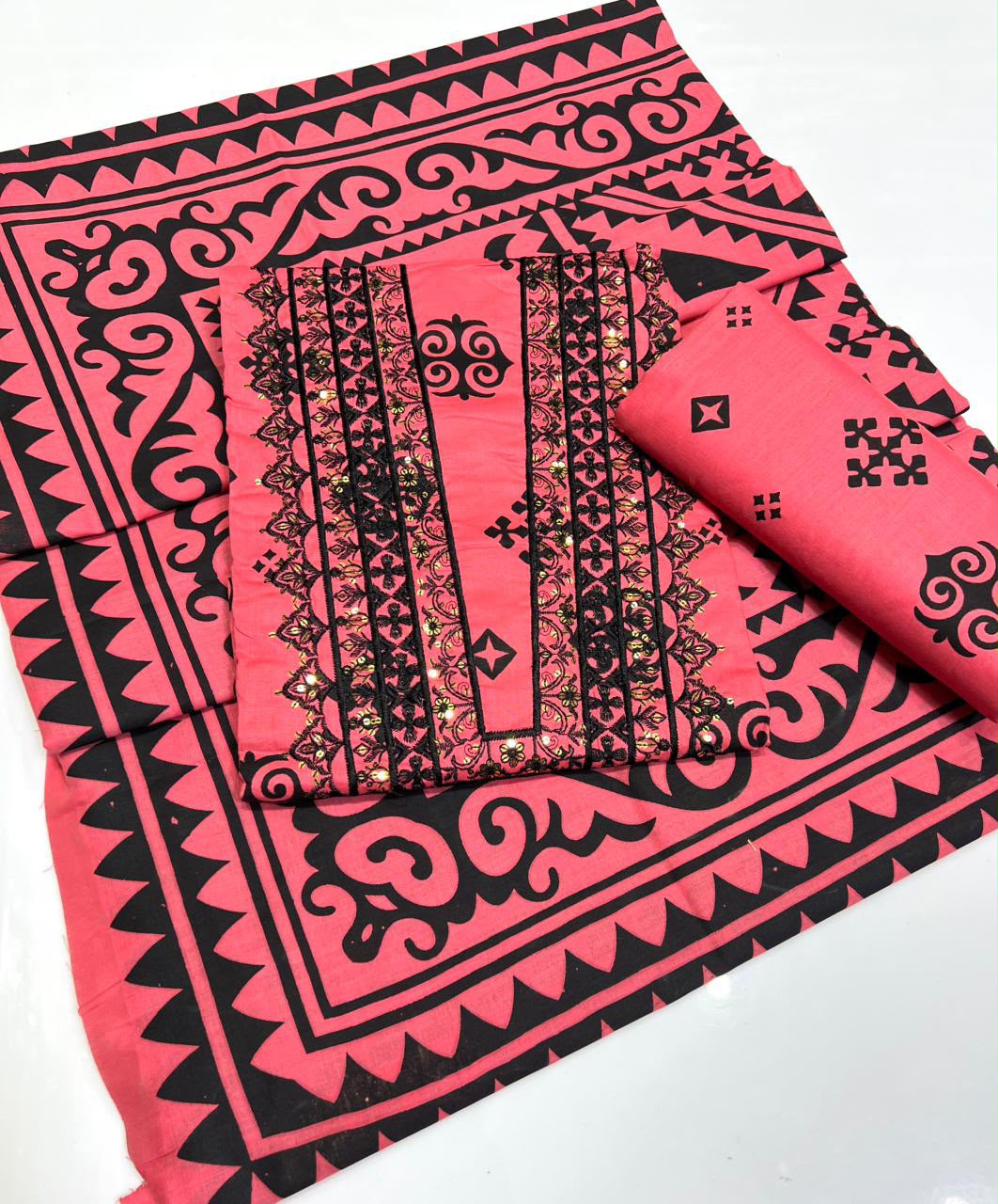 V Gala Embroidery Premium Version On Cotton Print